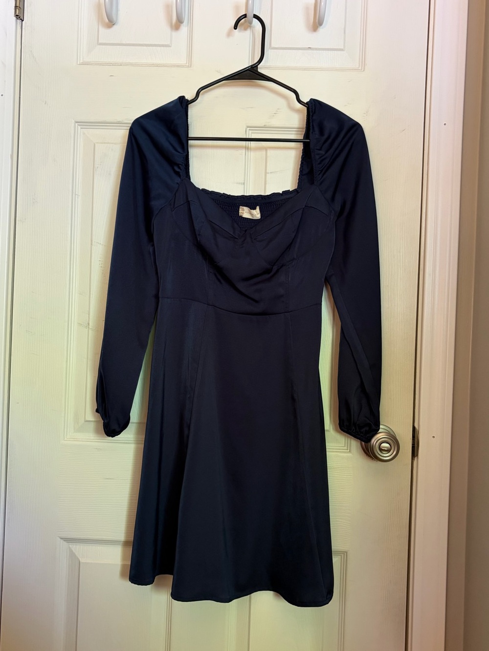 Altar’d State | Navy Satin Long Sleeve Mini Dress | Medium